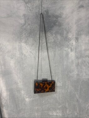 Sam Edelman Tortoiseshell Box Clutch with Chain Strap - Brown & Black